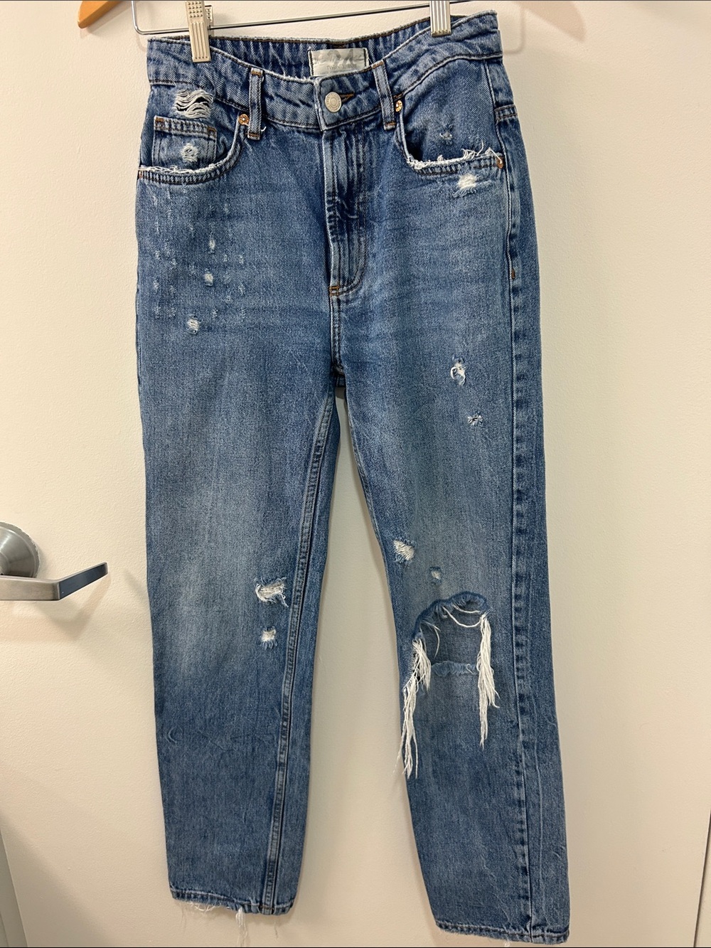 Free People We The Free Distressed Blue High-Waist Jeans